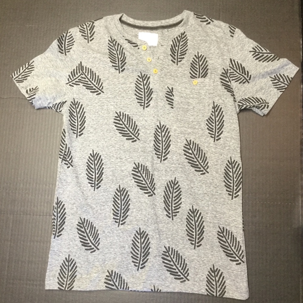 Tropical palm printed Henley Shirt Slim Fit